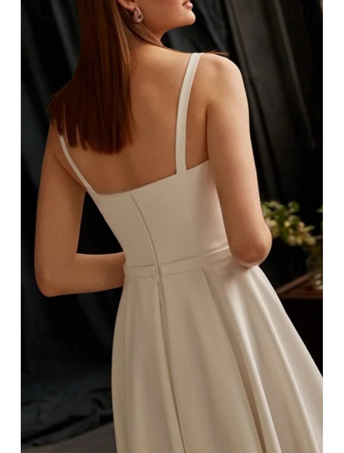 Engagement Little Graduation Wedding Dresses A-Line Spaghetti Strap Sleeveless Tea Length Satin Bridal Gowns
