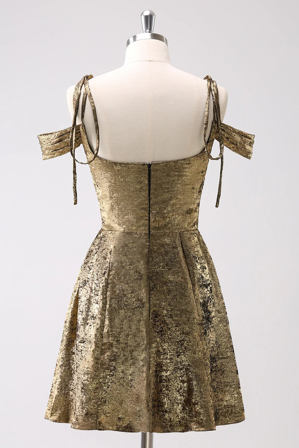 Golden A-Line Cold Shoulder Retract Your Waist Short Homecoming Dress