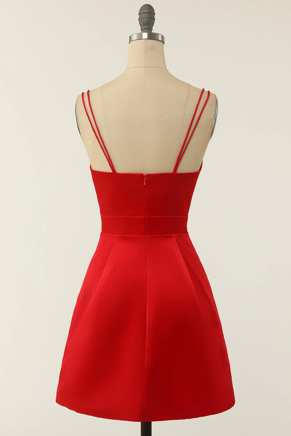 Simple design Red Satin V-Neck Retract Your Waist Homecoming Dresses