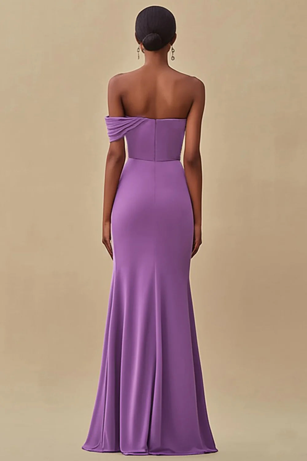 Full of charm Off Shoulder Purple Mermaid Long Formal Dress With Slit