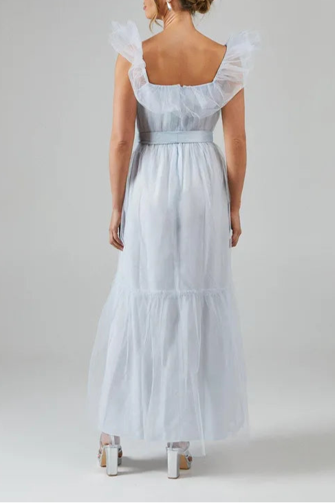 Debut London by Coast Bardot Tiered Mesh Retract Your Waist Bridesmaids Dress