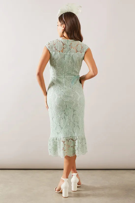 Petite Cap Sleeve Flute Hem Lace Pencil Mother Of The Bride Outfits Dress