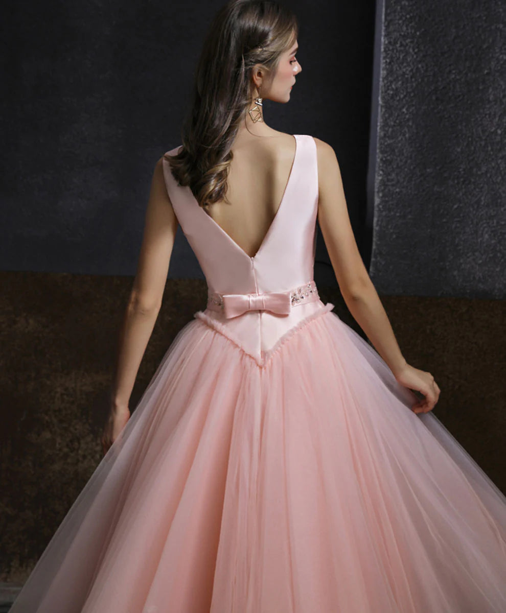 Aline Round Neck Tulle Short Pink Prom Dress, Top-quality fabric Exquisite tailoring Bridesmaid Dress