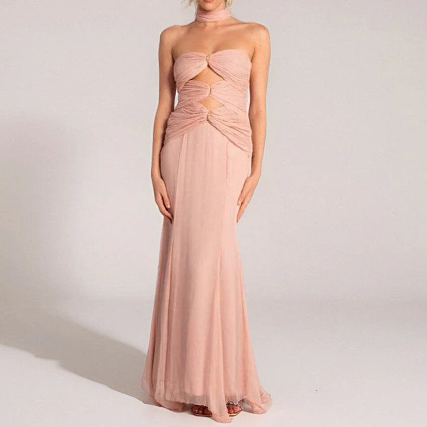 Unique design Early Fall Fish Tail Hollow Chiffon Off Shoulder Prom Dress