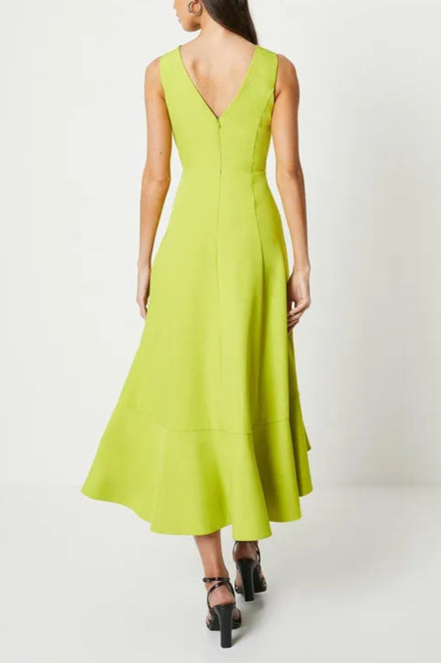 Crepe Ruffle Mother Of The Bride Outfits Dress With Low Back