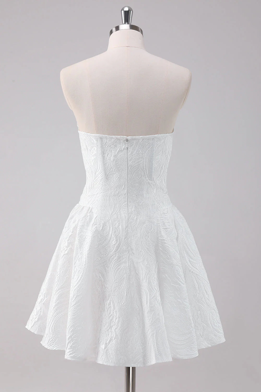 Simple White A-Line Strapless Short Retract Your Waist Homecoming Dress