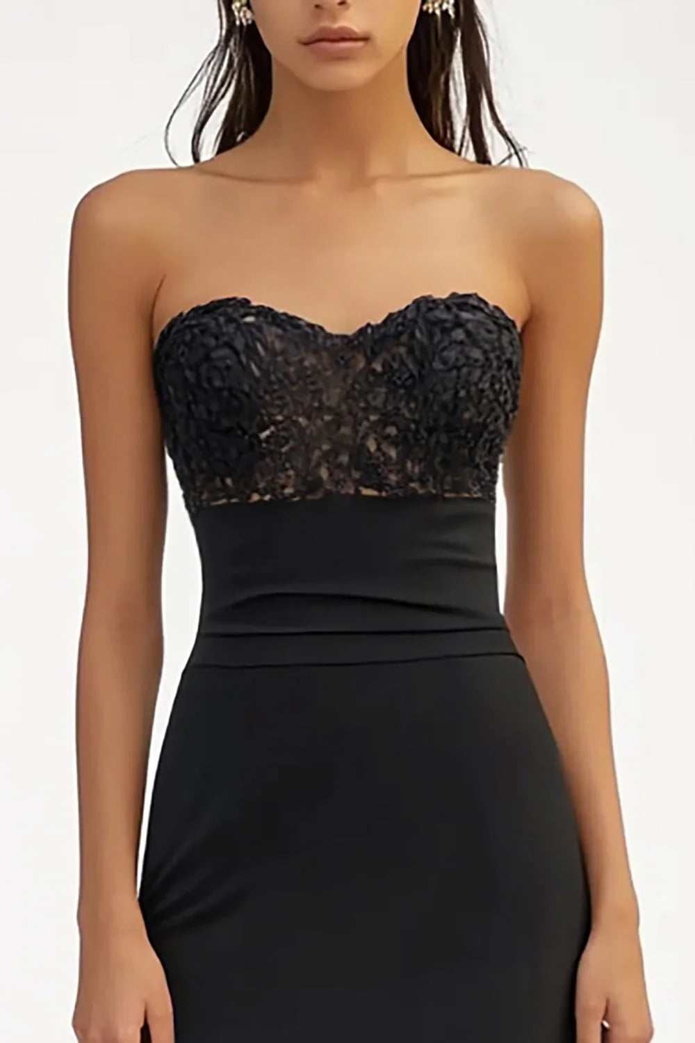 Unique design Black Sweetheart Long Sheath Formal Evening Dress With Appliques