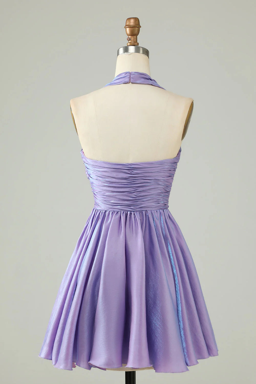 Purple Halter Open Back Sleeveless A Line Retract Your Waist  Homecoming Dress