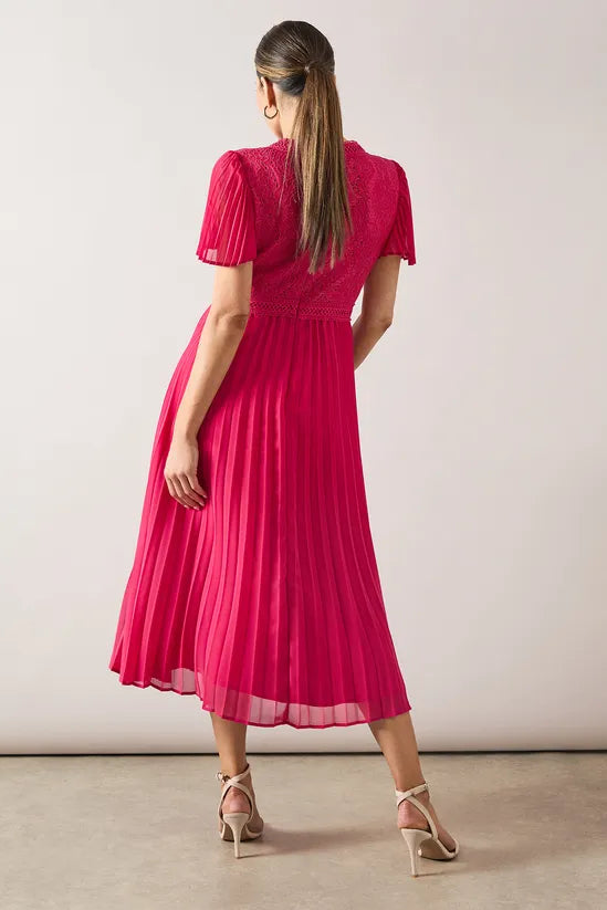 Lace Pleated Sleeve Midi Unique design Mother Of The Bride Outfits Dress