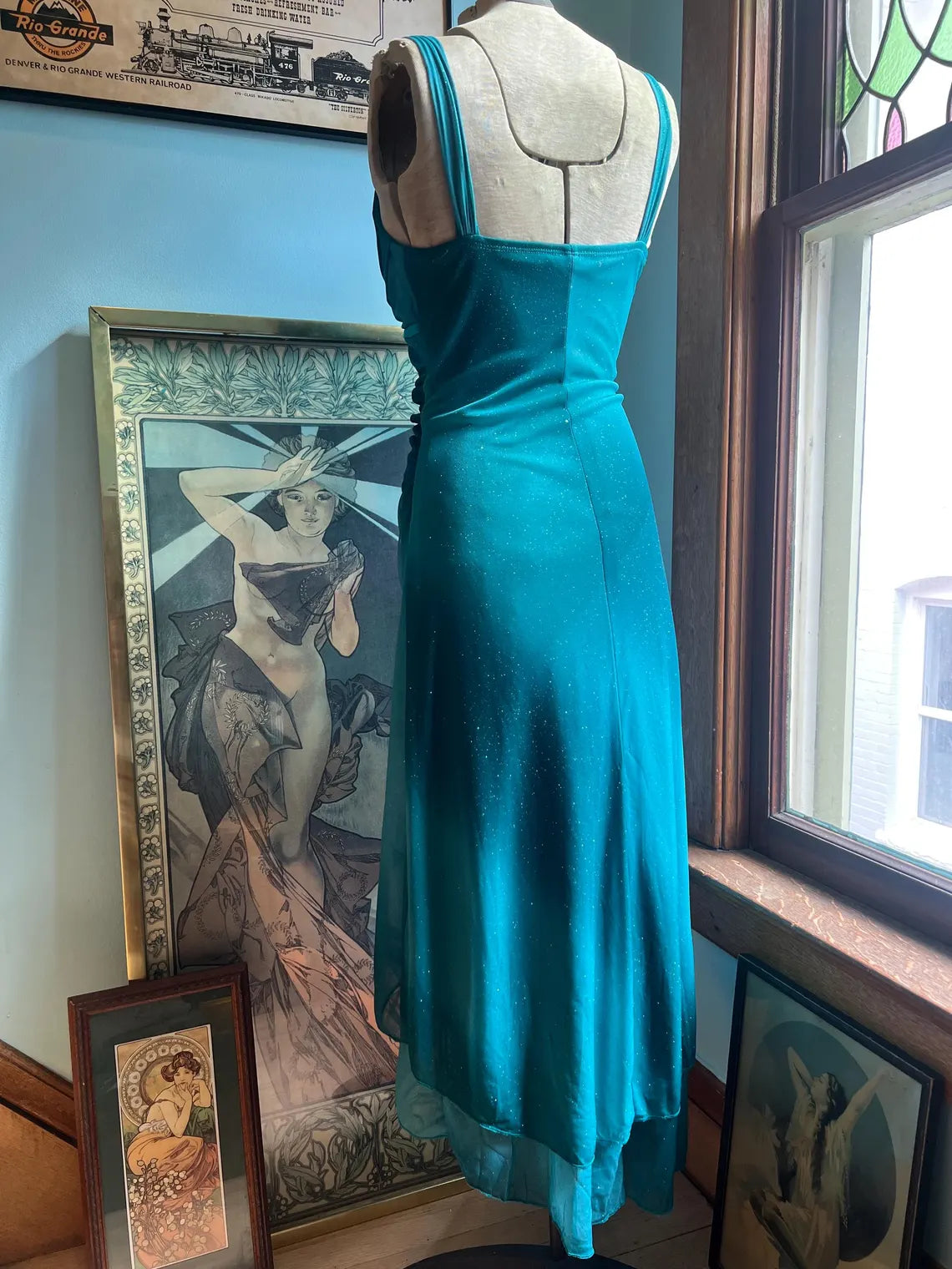 Y2K Sparkly Teal Green Prom Unique design Slim-fit Formal Dress