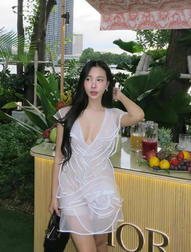 Fairy A Line V Neck Short Homecoming Dress Ruffle White Tulle Birthday Dress