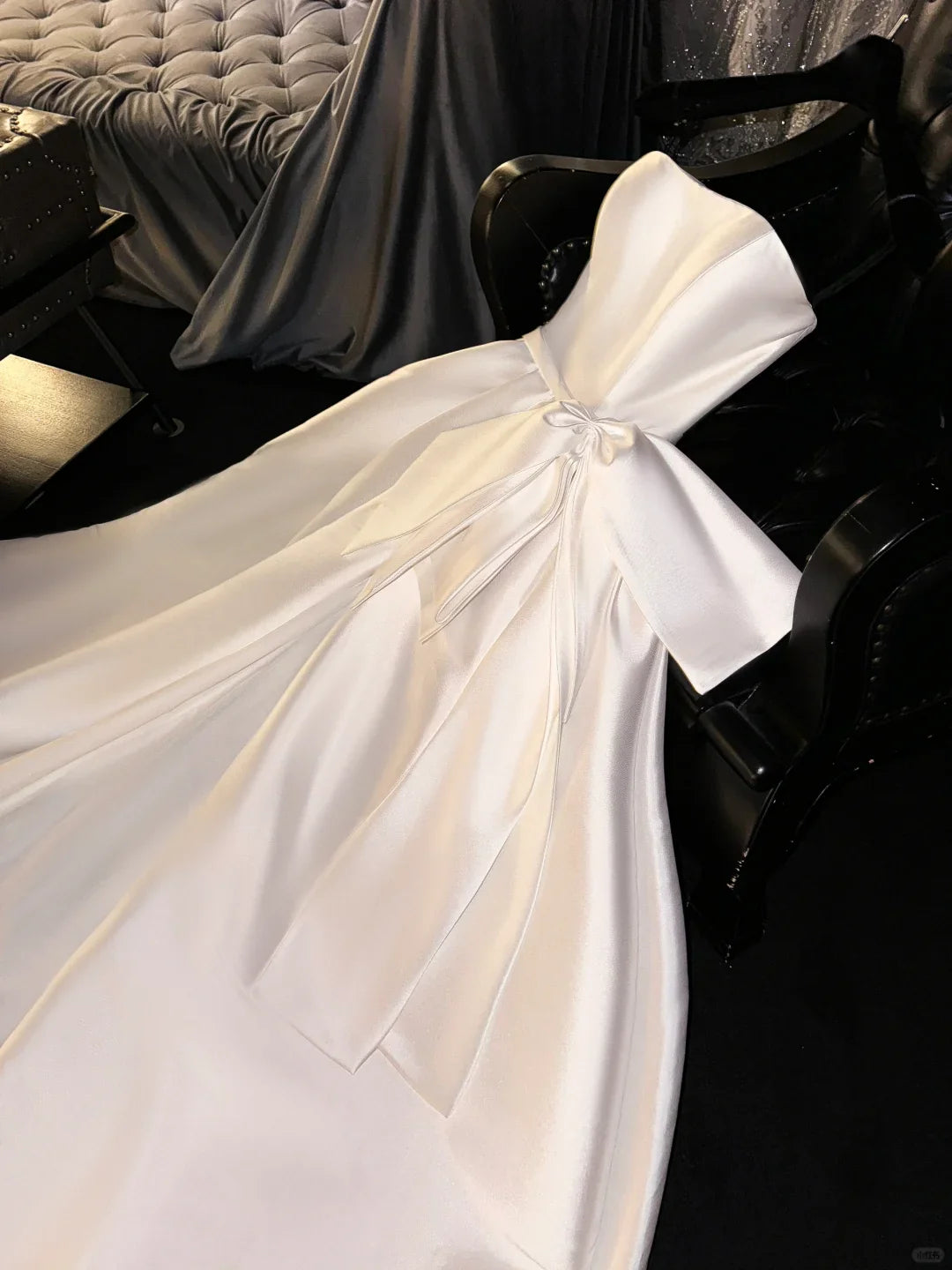 Simple A Line Off the Shoulder White Satin Long Party Dress