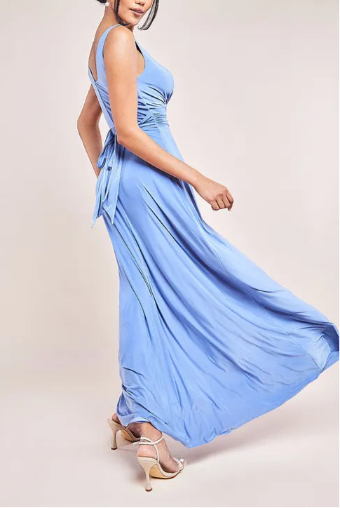 Diamante & Scalloped Lace Neck Retract Your Waist Bridesmaids Maxi Dress