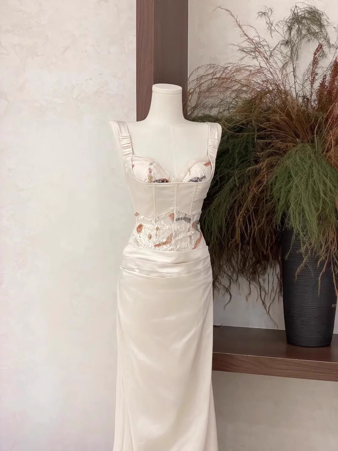 Modest 2 Pieces Top and Skirt Ivory Women's Long Prom Dresses