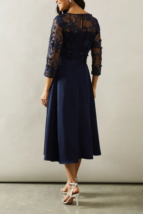 Occasion Satin And Mesh Overlay Fit And Flare Mother Of The Bride Outfits Dress