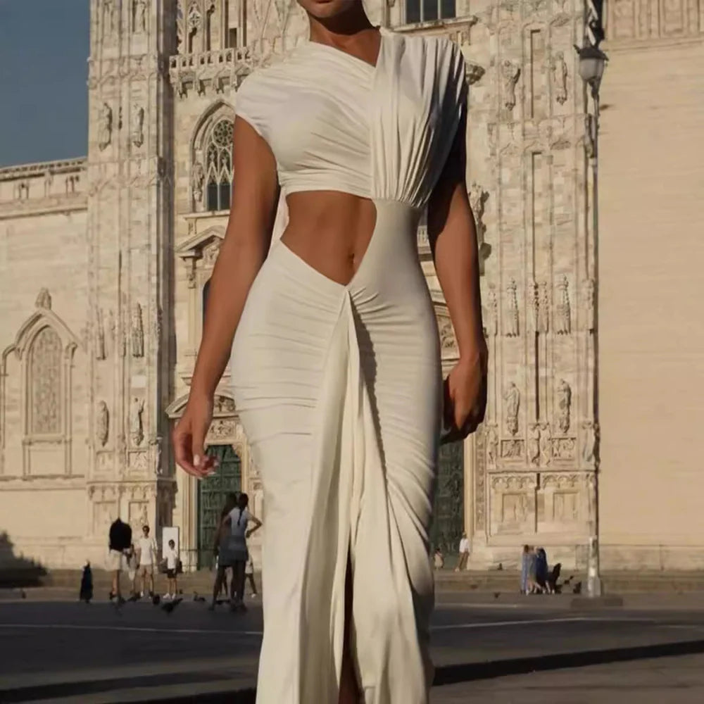 Hollow Out Ruched Irregular Show your waist Slim-fit Prom Dress