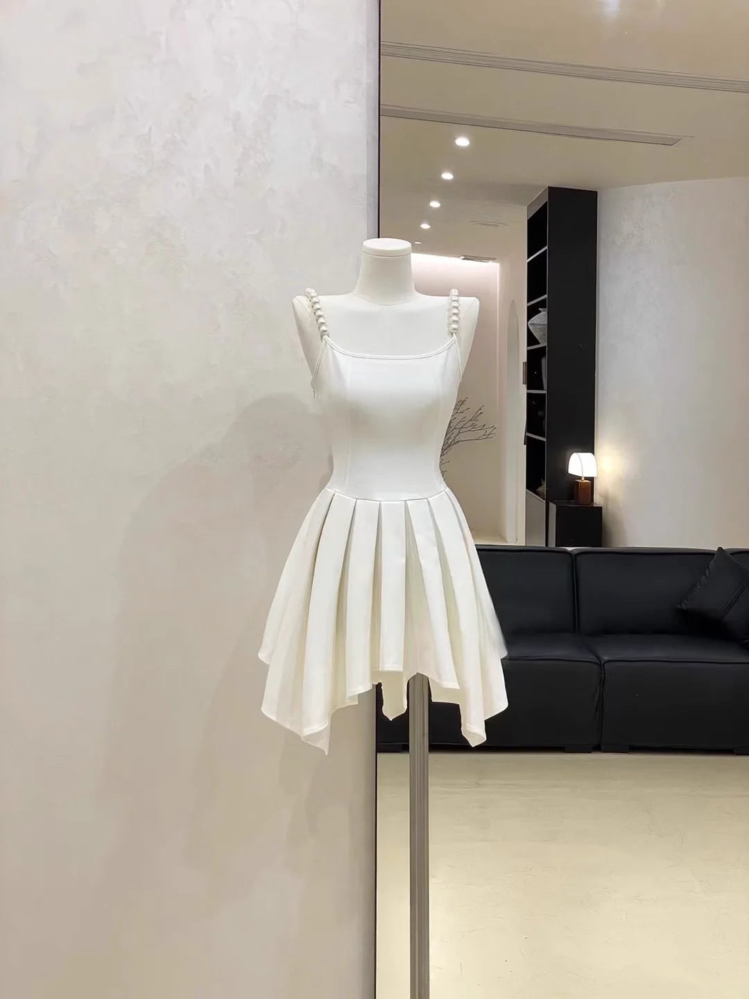 Cute Spaghetti Straps Ruffled White Women's A line Short Homecoming Dresses