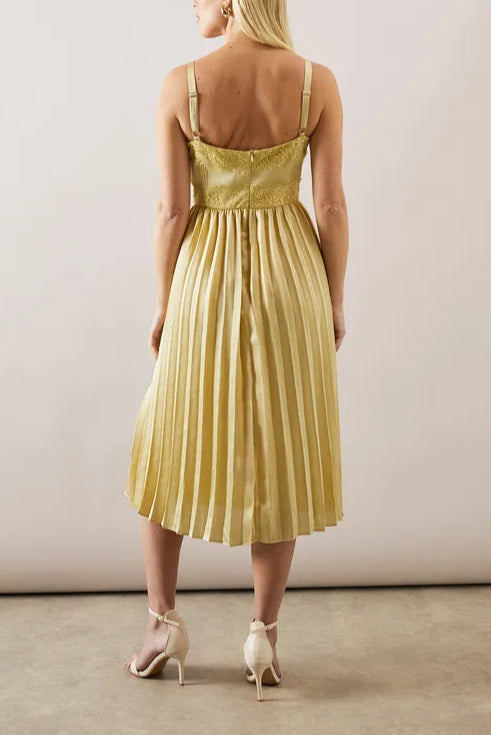 Petite Lace Trim Pleated Strappy Midi Mother Of The Bride Outfits Dress