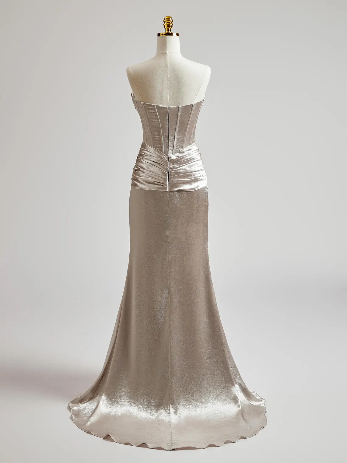 Silver Off Slim-fit Shoulder Prom Dress with Cris Cross on Waist