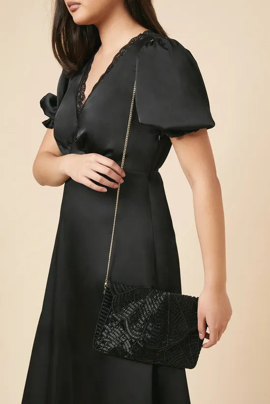 Beaded Scallop Clutch Mother Of The Bride Outfits Dress With Detachable Strap