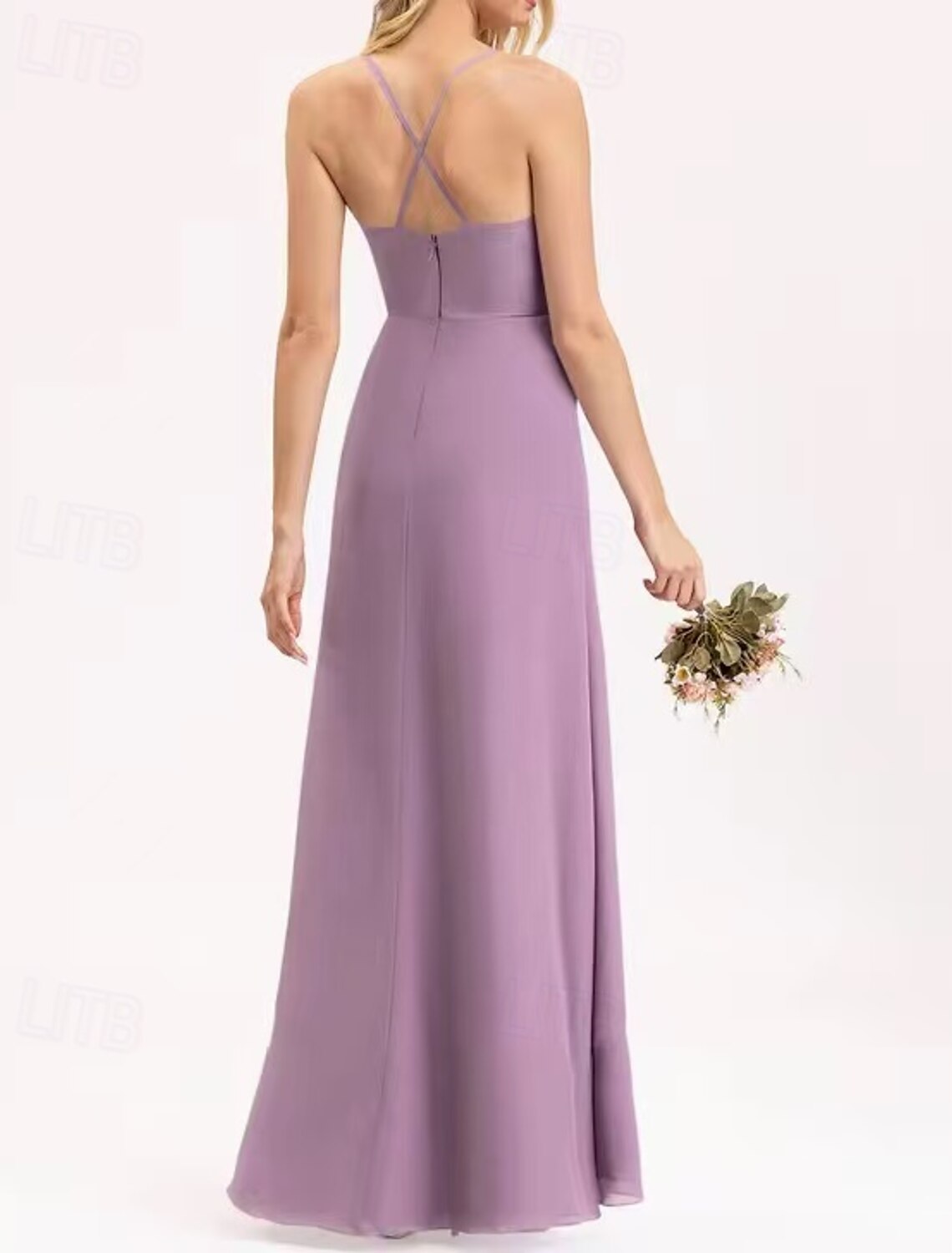 A-Line Bridesmaid Dress V Neck / Spaghetti Strap Sleeveless Elegant Floor Length Chiffon / Spandex / Shantung with Draping / Ruching / Bandage