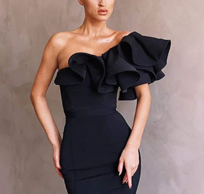 one shoulder mermaid long prom gown Exquisite tailoring evening gown