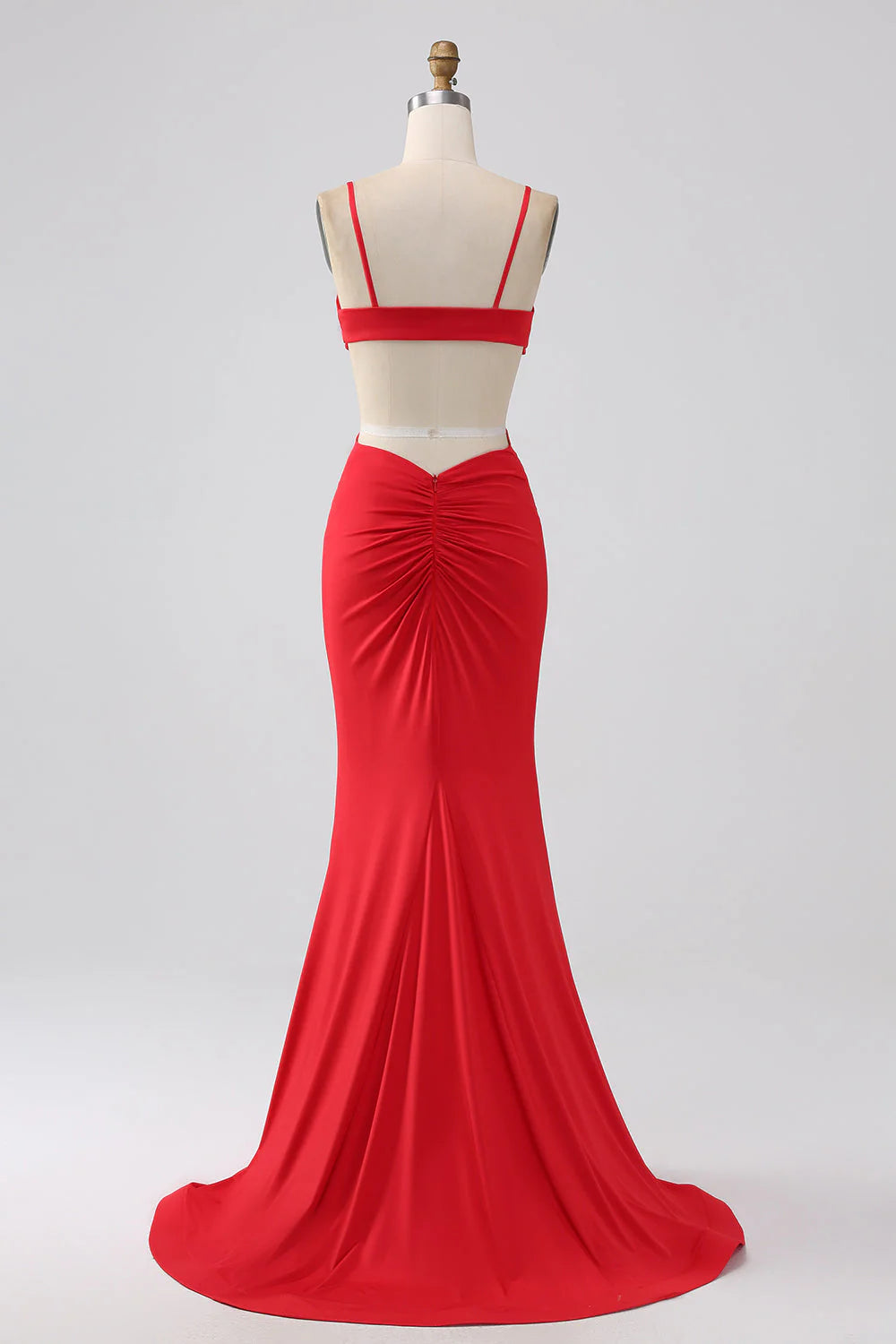 Full of charm Spaghetti Straps Mermaid Backless Red Prom Dress