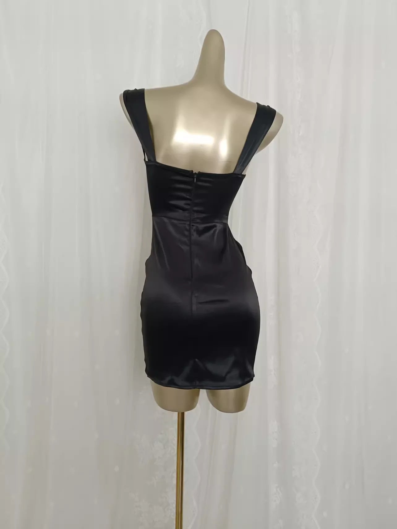 Vintage Sheath Straps Slit Travel Vacation Dress  Floral Black Short Homecoming Dress