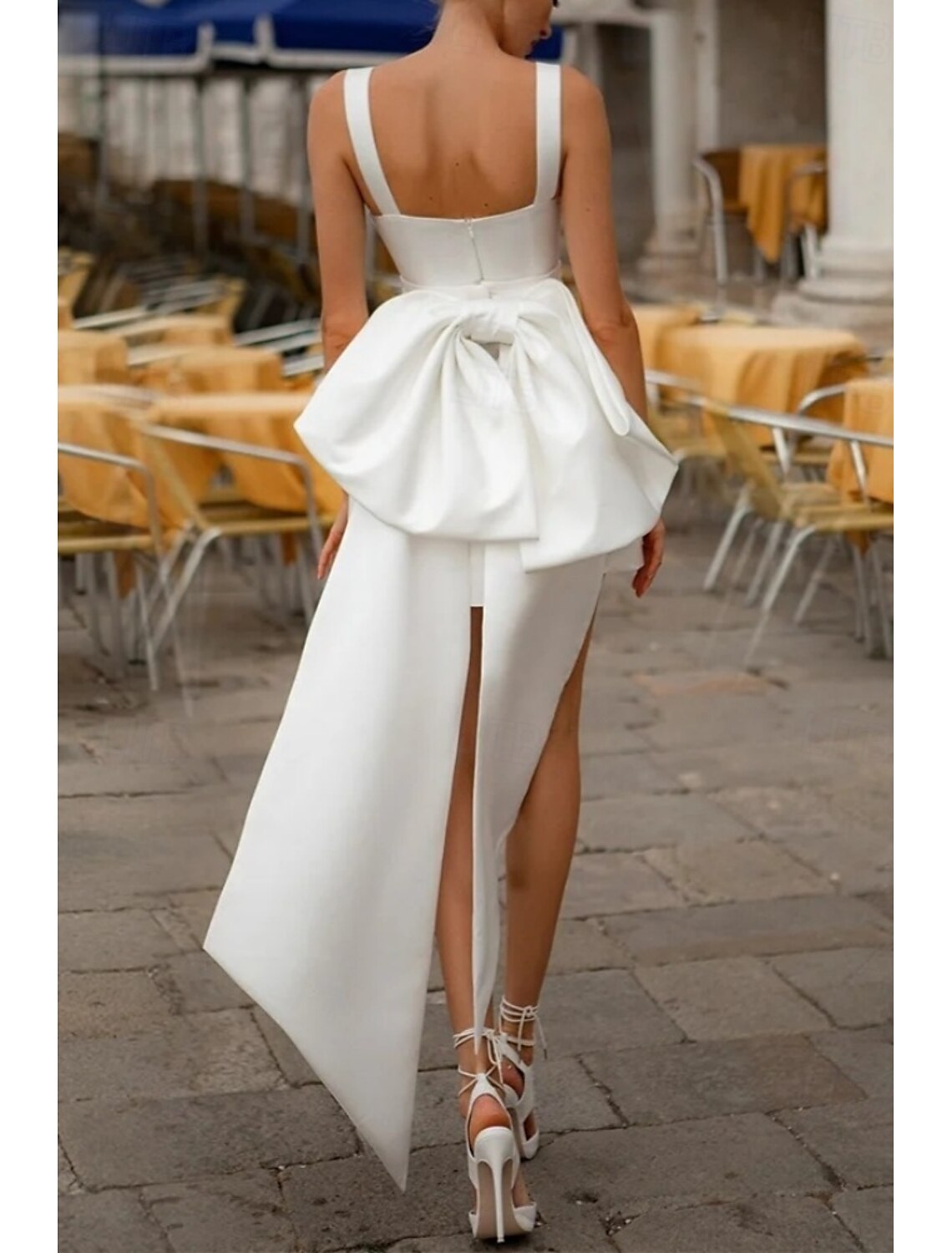 Engagement Little White Wedding Dresses A-Line Camisole Sleeveless Mini Satin Bridal Gowns With Bow