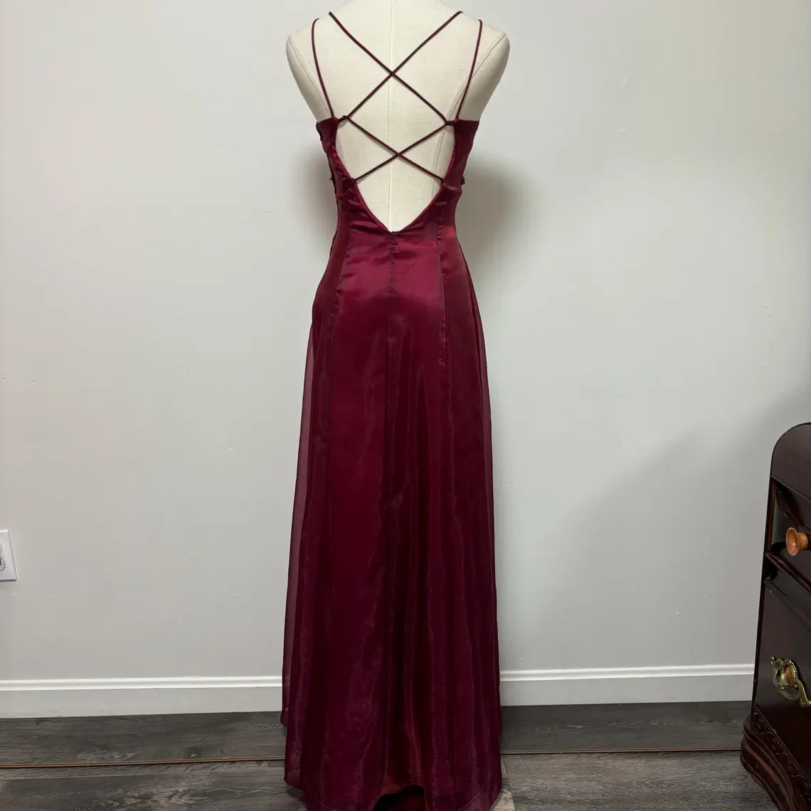 Full of charm Vintage Dark Red Shimmer Beaded Prom Formal Dress