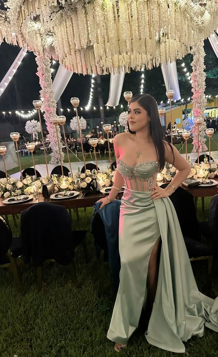 Sexy Sage Green Long Evening Dress Formal Evening Dress