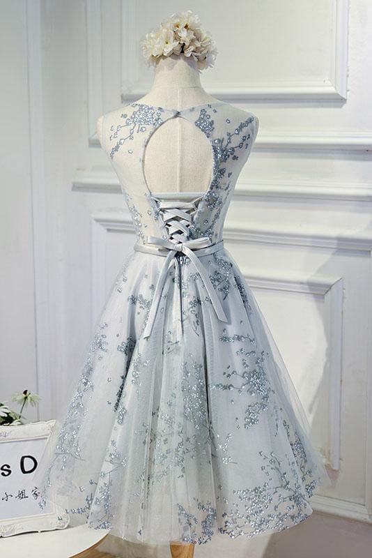 Cute A line Sleeveless Short Prom Dress Appliqued Homecoming Dress For Girl