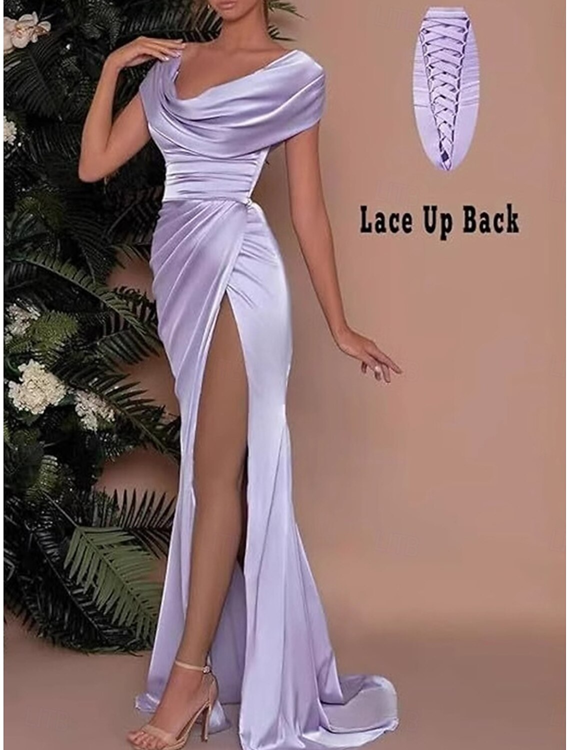 A-Line V Neck Bridesmaid Dress Short Sleeve Elegant Floor Length Nylon with Split Front