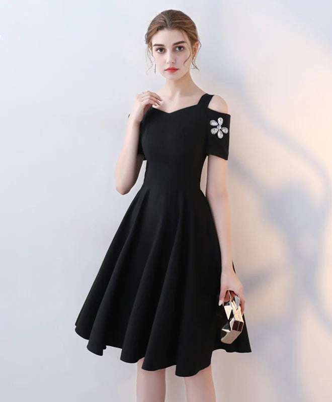 Cute Black Unique design Short Prom Dress, Retract Your Waist Party Dress
