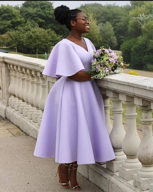 V-neck ruffled pattern classic satin fabric premium wedding dress