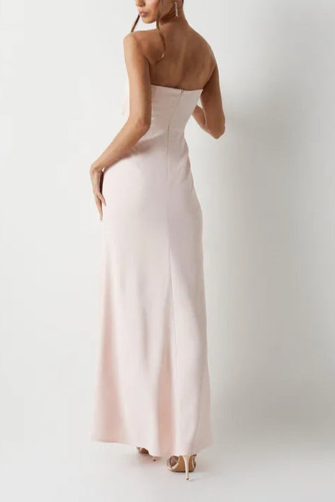 Elegant and gentle Classic fit Twist Bandeau Crepe Bridesmaid Dress