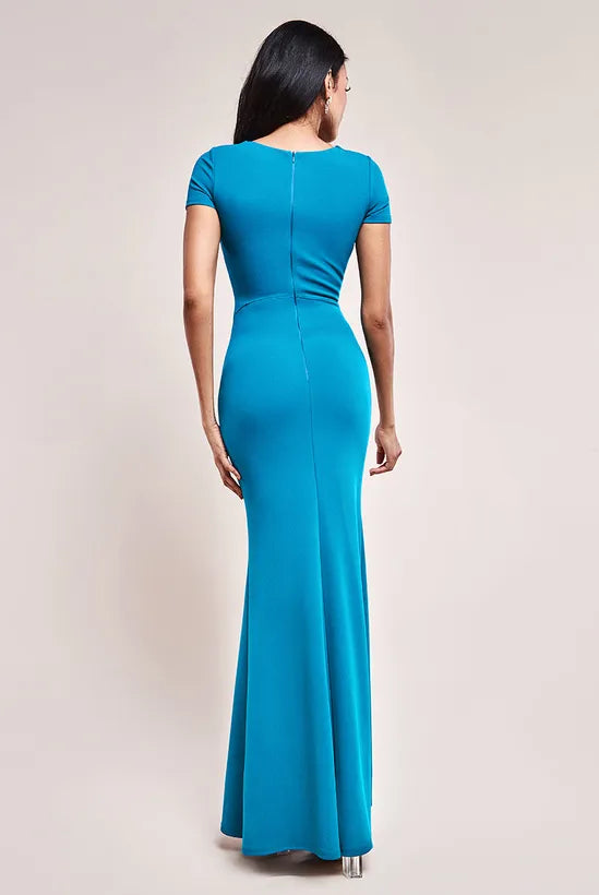 Unique design Scuba Crepe Full of charm Twist Cutout Bridesmaids Maxi Dress