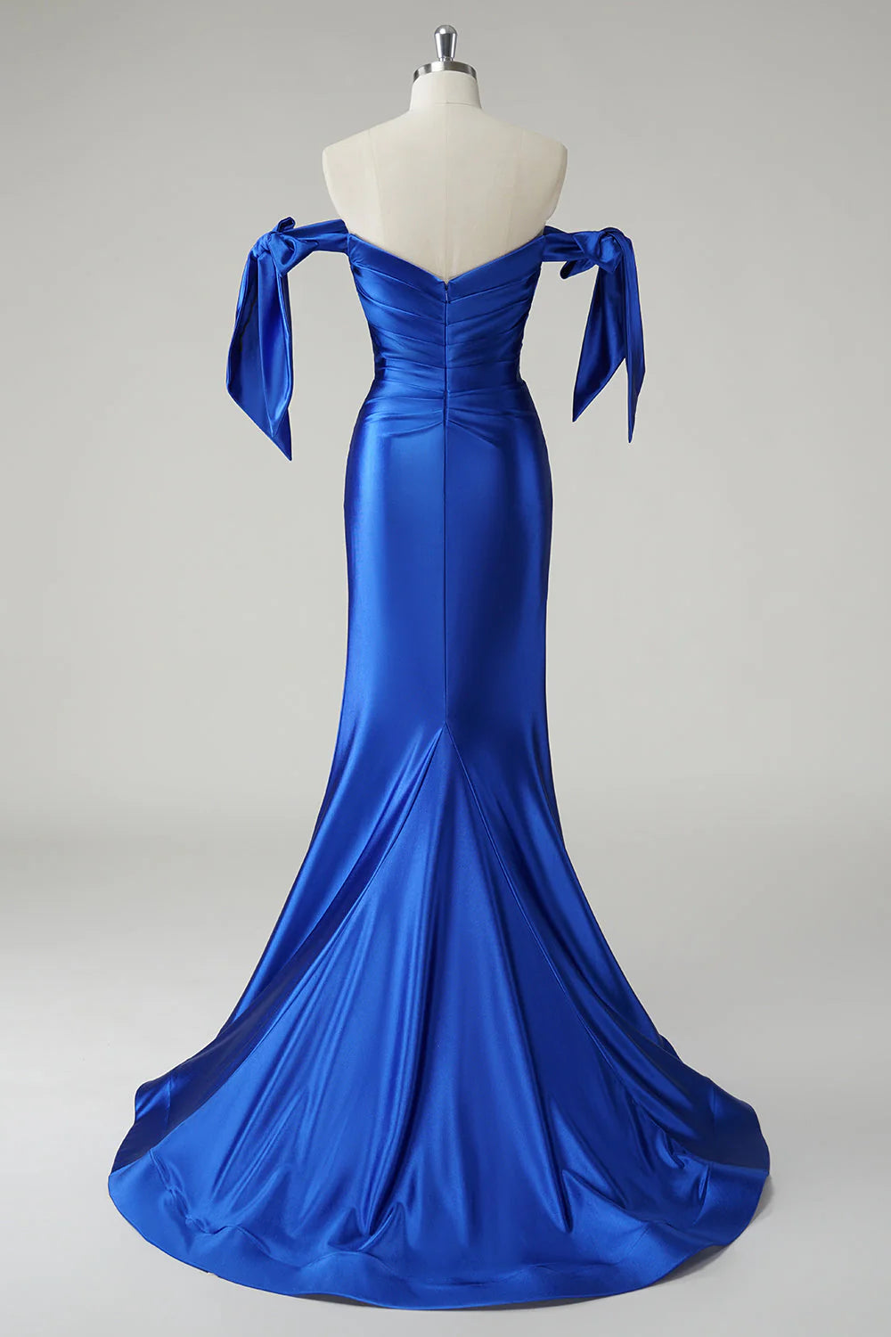 Royal Blue Mermaid Off The Shoulder Pleated Unique design Prom Dress