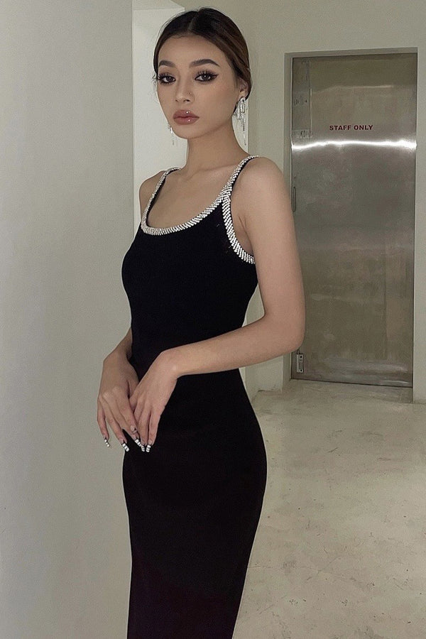 Short Prom Dress Black Spaghetti Straps Homecoming Dress With Rhinestone