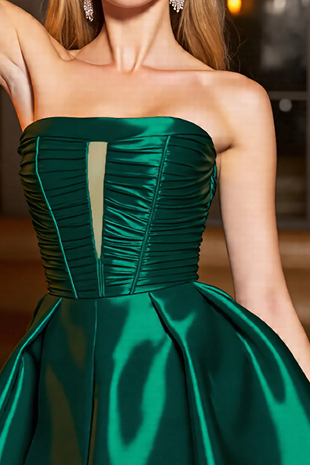 Pine A Line Satin Keyhole Short Strapless Retract Your Waist Homecoming Dress