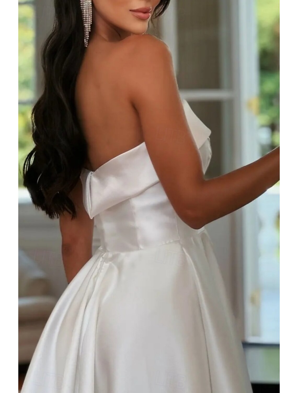 Engagement Sweetheart Sleeveless Little White Dresses Wedding Dresses A-Line Tea Length Satin Bridal Gowns With Pleats Solid Color