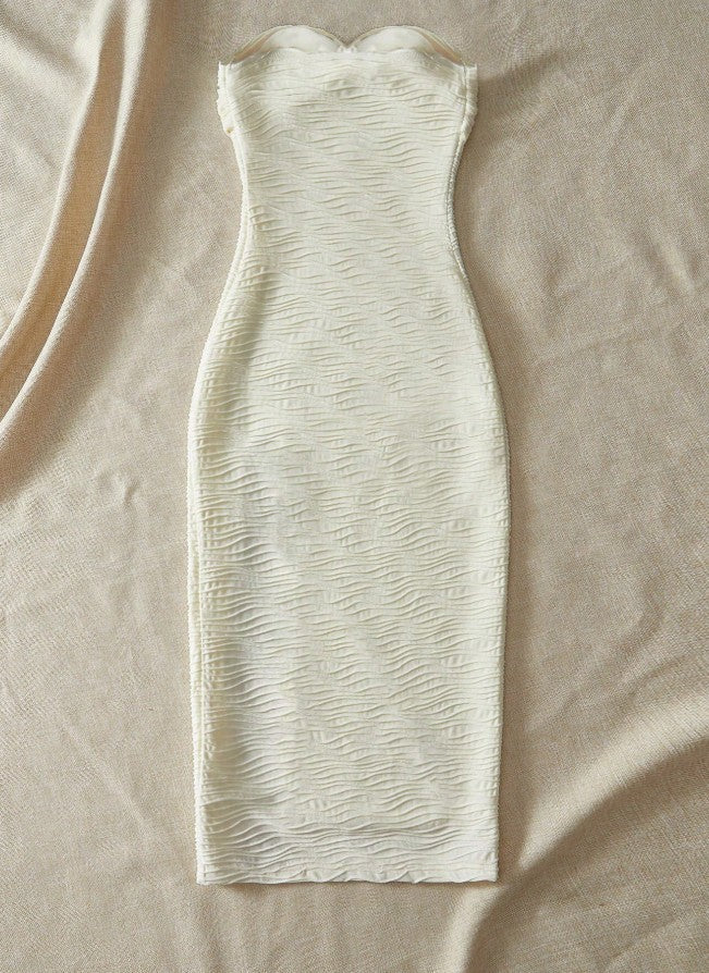 Fashion Sexy Strapless Chiffon Bodycon Unique design Party Dress with Slits