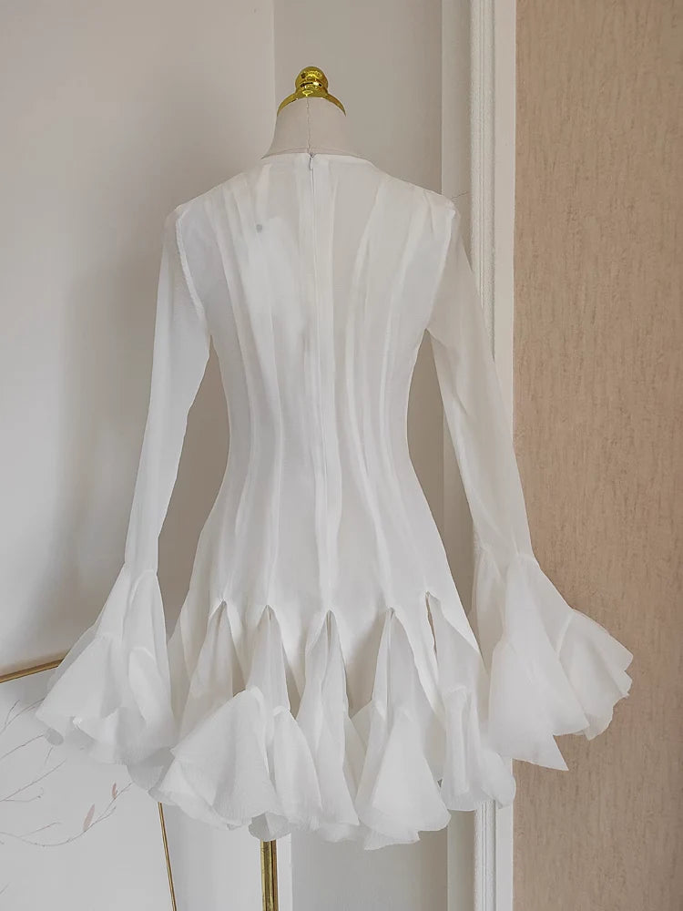 Scoop Neckline White Long Sleeves Short Cute Sheath Homecoming Dresses Birthday Outfits