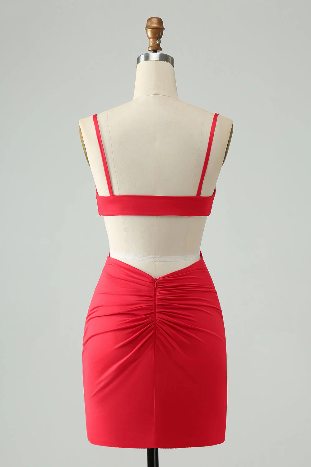 Red Tight Spaghetti Straps Hollow Out Show your waist Short Homecoming Dress