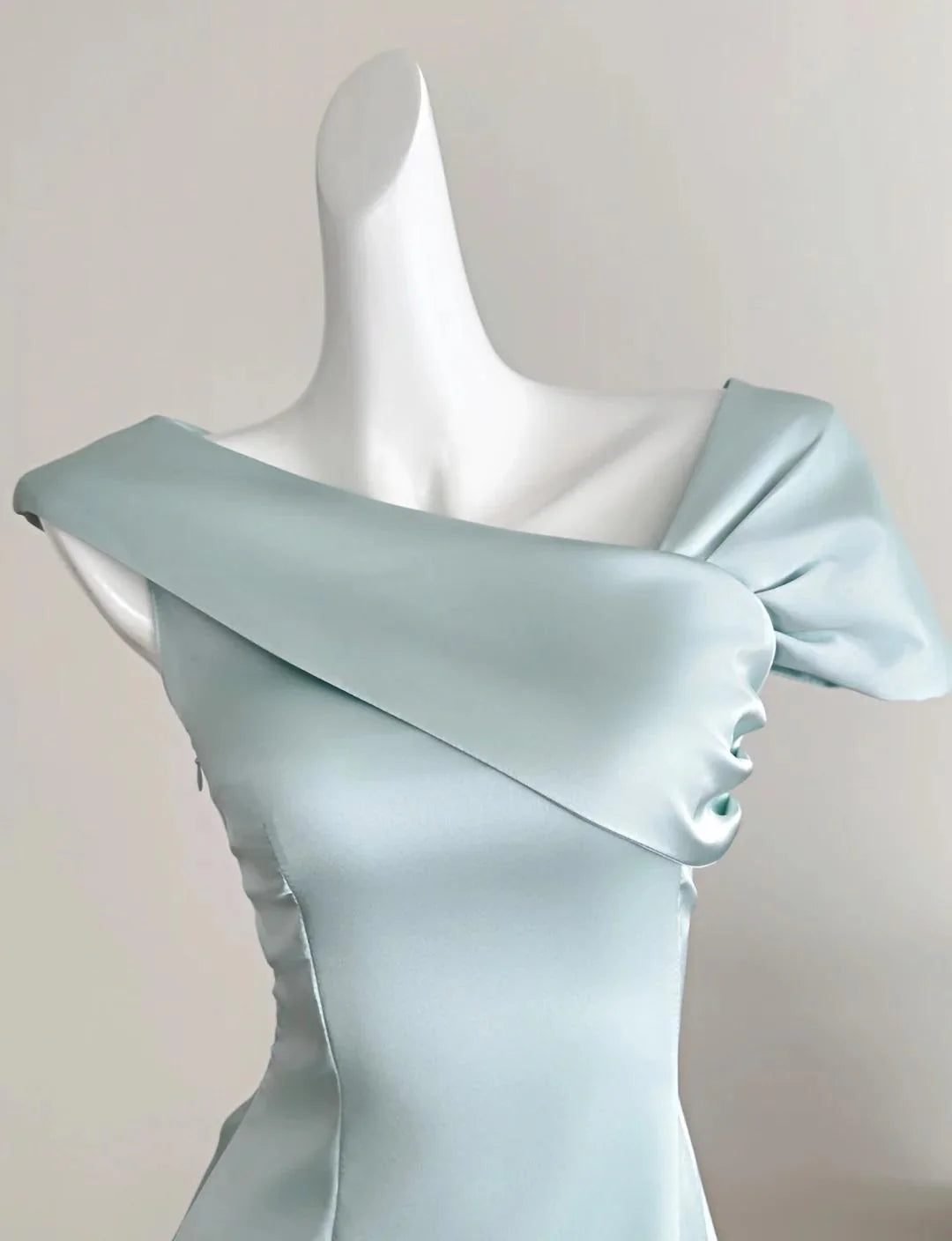 Sweet Tiffany Blue Asymmetric Neck Chiffon A-Line Retract Your Waist Homecoming Dress
