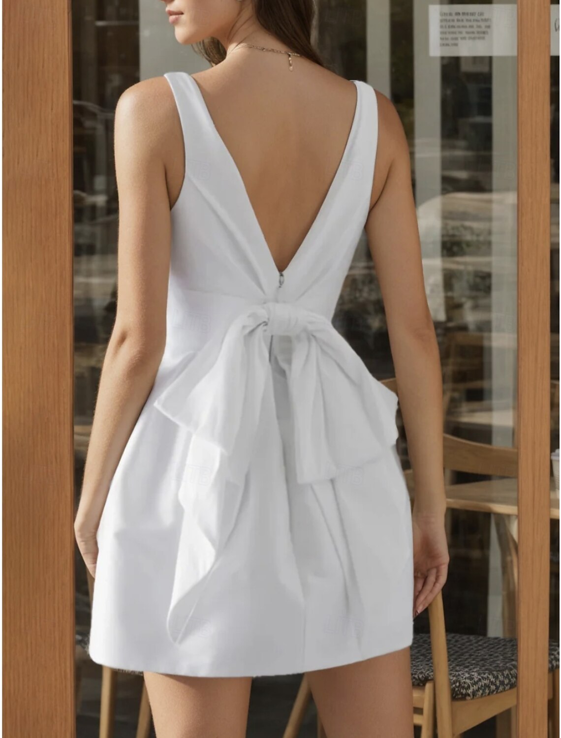 Engagement Little White Dresses Wedding Dresses A-Line V Neck Sleeveless Mini Taffeta Bridal Gowns With Pleats Pocket