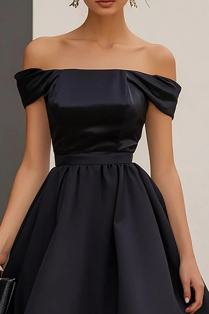 Unique design Black A Line Off the Shoulder Formal Party Dress