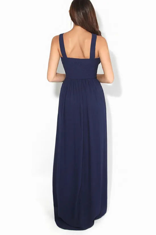 Unique design Diamante Neck Elegant and gentle Chiffon Bridesmaids Maxi Dress