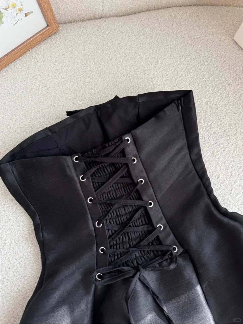 Strapless A-Line Satin Short Prom Dress Fashion Black Homecoming Dress