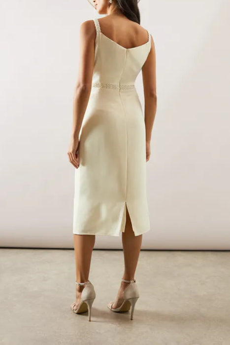 Beaded Trim Pencil Spaghetti strap Mother Of The Bride Outfits Dress